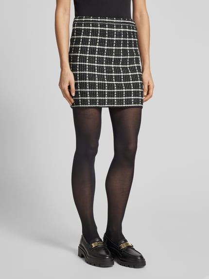 VERO MODA Spódnica mini wąska ze wzorem w kratę model ‘KIA’ Czarny 4