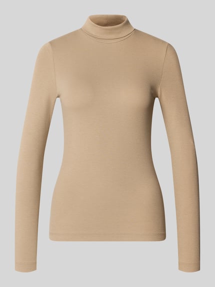 Marc O'Polo Langarmshirt mit Rollkragen Slim Fit Taupe 1