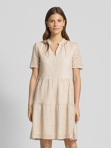 Jake*s Collection Knielanges Kleid mit Lochstickerei Offwhite 4