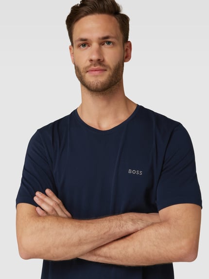 BOSS T-Shirt mit Label-Stitching Dunkelblau 3