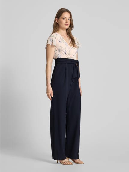 Christian Berg Cocktail Jumpsuit mit V-Ausschnitt Marine Melange 1