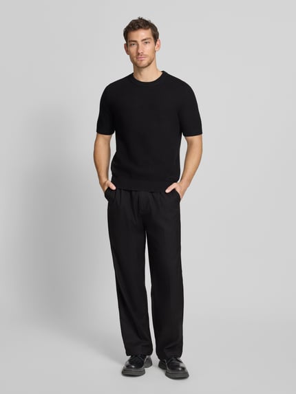 HUGO Sweter z dzianiny o kroju relaxed fit z czystej bawełny model 'SAFFON' Czarny 1