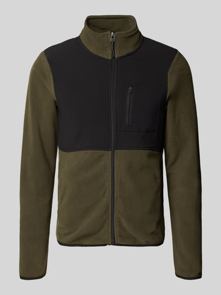 Blend Fleecejack met ritszakken, model 'MARIO' Olijfgroen - 2