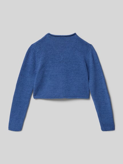 Meisje draagt Regular Fit Jacke in tricotlook van Mayoral, materiaalmix met katoen, ruglengte maat 116: 29 cm, mouwlengte: 39 cm, ganzkörperansicht rückansicht.