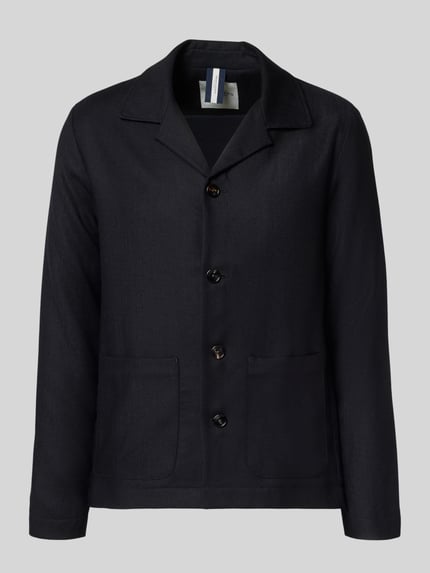 Productfoto, Regular Fit Hemdjacke uit scheerwol met reverskraag van Profuomo, zwarte kleur, knoopsluiting, opgestikte zakken, ruglengte maat M 74 cm