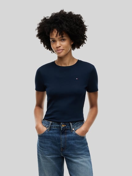Tommy Hilfiger Slim Fit T-Shirt aus reiner Baumwolle Marine 4