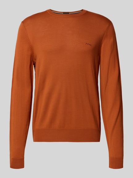 BOSS Sweter o kroju regular fit z dzianiny z czystej, żywej wełny model ‘BOTTO’ Pomarańczowy 2
