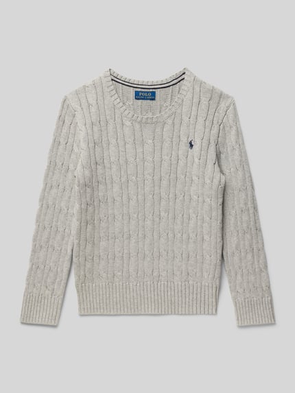 Polo Ralph Lauren Kids Strickpullover mit gerippten Abschlüssen Mittelgrau Melange 1