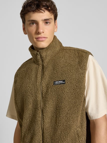 REVIEW Fleecegilet met opstaande kraag en steekzakken Kaki - 3