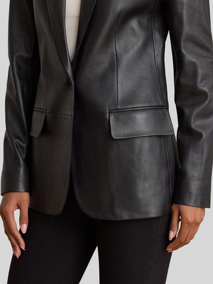Lauren Ralph Lauren żakiet o kroju regular fit z naturalnej skóry Czarny 3