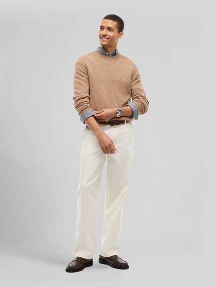 Tommy Hilfiger Regular Fit Pullover aus Lammwoll-Mix Camel 1
