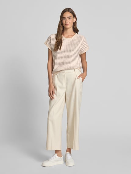 FREE/QUENT Gebreid shirt met ronde hals, model 'DODO' Taupe - 1