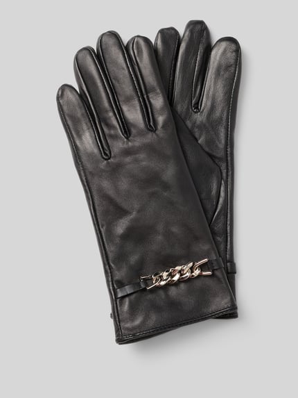 FI.NE Handschuhe mit Label-Detail Black 1