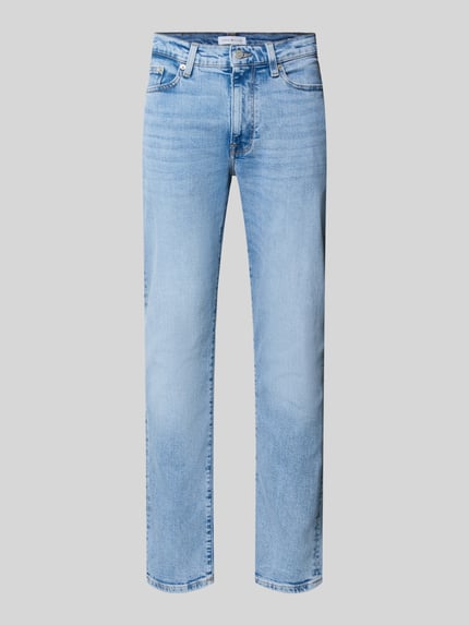 Produktfoto, lichtblauwe Slim Fit Straight Jeans aus Baumwoll-Mix Modell 'DENTON' van Tommy Hilfiger, heren straight jeans