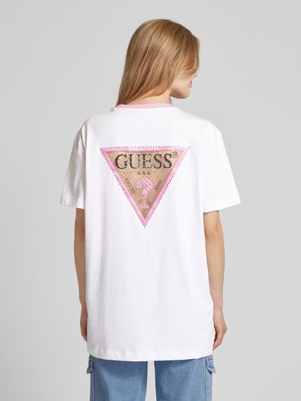GUESS T-shirt met strass-steentjes Wit - 5