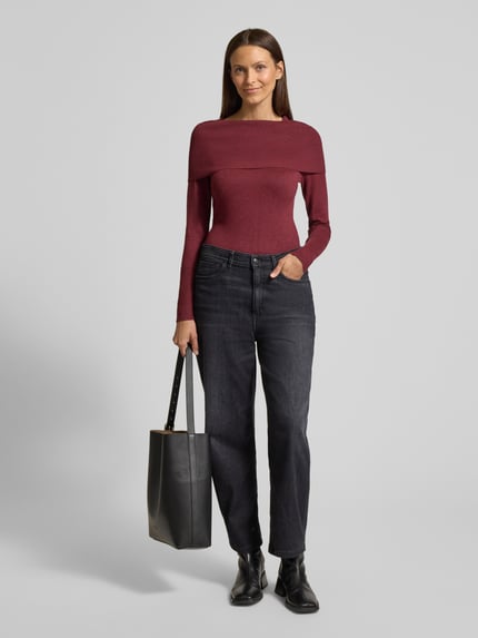 Soyaconcept Bluzka z długim rękawem o kroju slim fit z mieszanki wiskozy model ‘Dollie’ Bordowy melanż 1