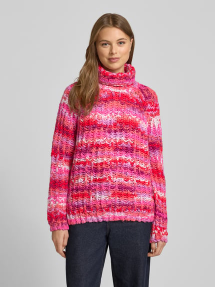 Smith and Soul Sweter z wywijanym kołnierzem z dodatkiem wełny z alpaki Jasnoczerwony 4