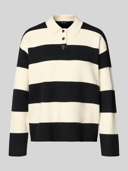 VERO MODA Sweter z dzianiny o kroju regular fit z mieszanki wiskozy model ‘SABA’ Czarny 2