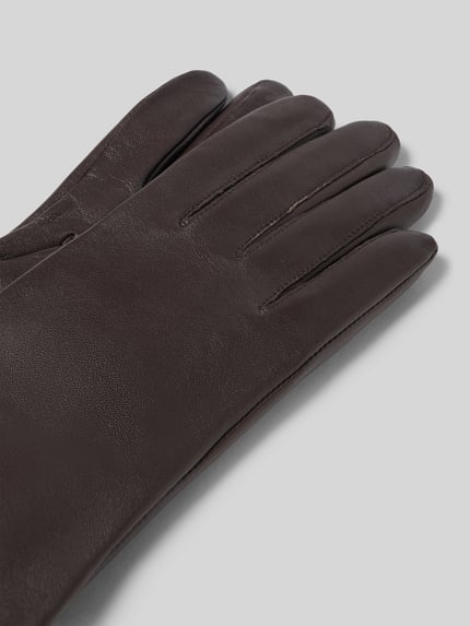 Produktfoto, Handschuhe aus echtem Leder mit Label-Detail von Roeckl, unifarbenes Design, glatte Oberfläche, Fingerhandschuhe Damen
