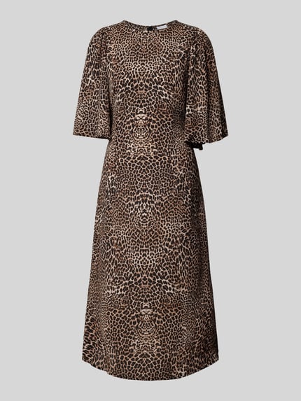 VILA Midikleid mit Animal-Print Modell 'LEILA' Hellbraun 2