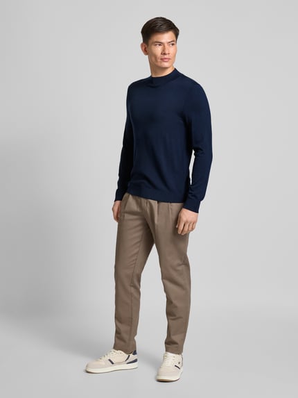 Selected Strickpullover mit Stehkragen Modell 'TRAY' Dunkelblau 1