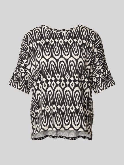 T-shirt met geribde ronde hals Shop The Look MANNEQUINE