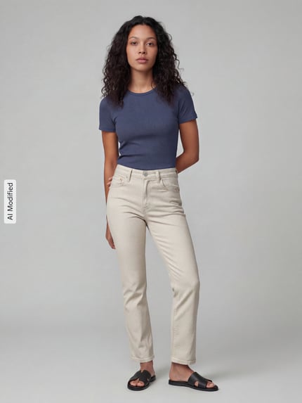 Levi's® 300 Slim Fit Jeans aus Baumwoll-Mix Modell 'RIBCAGE' Offwhite 1
