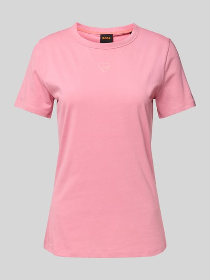 BOSS Orange T-shirt met labelprint, model 'Elogo' Felroze - 2