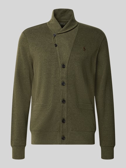Polo Ralph Lauren Regular Fit Strickjacke aus Baumwoll-Mix Dunkelgruen Melange 2