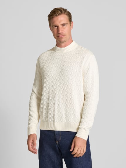 Selected Sweter o kroju relaxed fit z czystej bawełny model ‘PHILIP’ Złamany biały 4