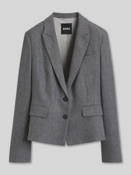 BOSS Regular Fit Kurzblazer aus Wolle mit Label-Detail Hellgrau 2