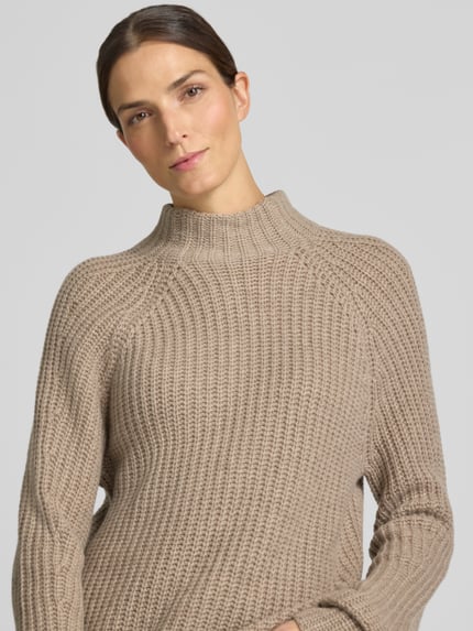 0039 Italy Strickpullover aus Kaschmir-Baumwoll-Mix Modell 'LONA' Taupe Melange 3