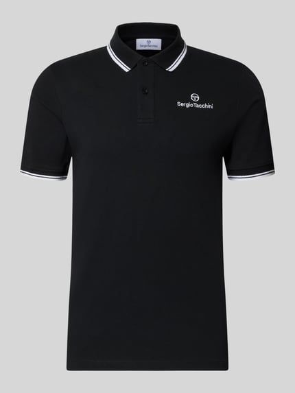 Sergio Tacchini Slim Fit Poloshirt mit Logo-Stitching Modell 'Reed' Black 2