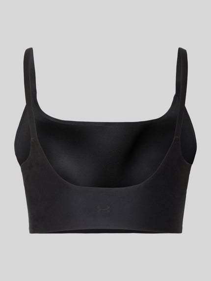 Produktfoto, Slim Fit Bralette mit Spaghettiträgern von Under Armour im schwarzen Farbton, Elastischer-Material-Mix, Rückenausschnitt