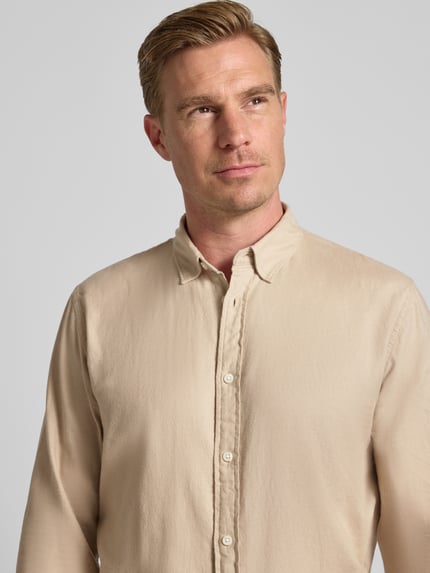 Selected Slim Fit Freizeithemd aus reiner Baumwolle Modell 'SLIMOWEN' Beige Melange 3