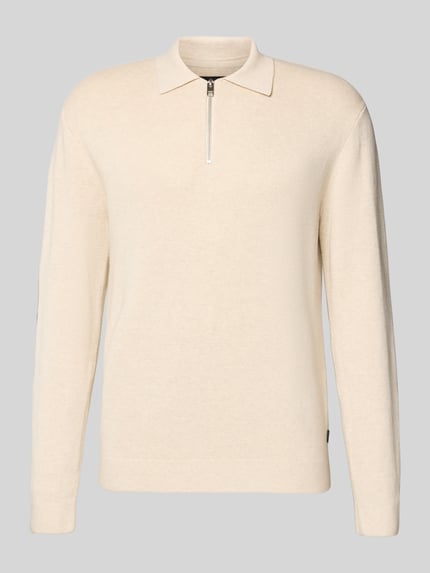 JACK & JONES Premium Sweter z dzianiny z prążkowanymi wykończeniami model ‘MILANO’ Złamany biały melanż 2