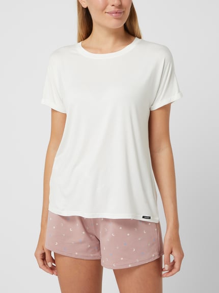 SKINY T-shirt z mieszanki wiskozy i elastanu model ‘Every Night In’ Złamany biały 4