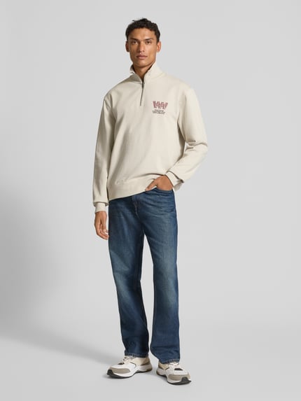 Wood Wood Regular Fit Troyer mit Reißverschluss Modell 'Jack' Beige 1