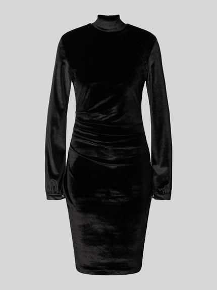 Paradi Knielanges Kleid mit Stehkragen und Raffungen Black 2