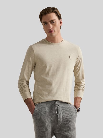 Polo Ralph Lauren Regular Fit Langarmshirt aus reiner Baumwolle Offwhite 4
