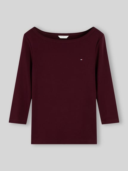 Tommy Hilfiger Slim Fit 3/4-Shirt aus reiner Baumwolle Dunkelrot 2
