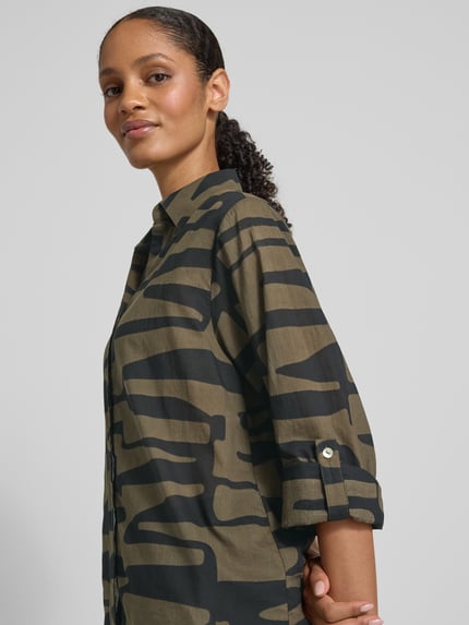 OPUS Regular fit blouse met knoopsluiting, model 'Fumani' Kaki - 3