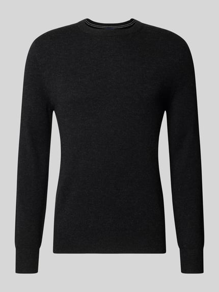 Christian Berg Men Regular Fit Strickpullover aus Woll-Kaschmir-Mix Anthrazit Melange 1