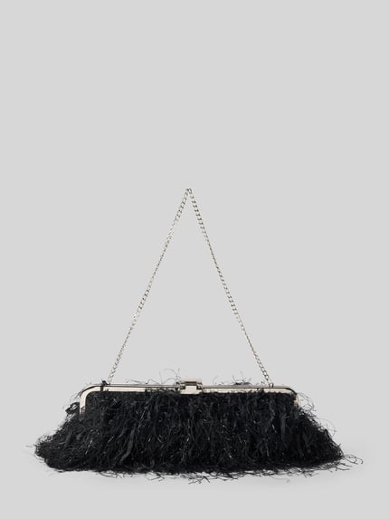Jake*s Cocktail Clutch met veren 'StretchFeather' Zwart - 3