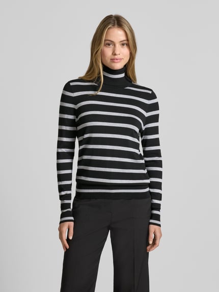 Christian Berg Woman Strickpullover mit geripptem Rollkragen Black 4