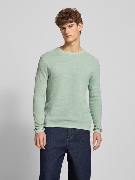 JACK & JONES Strickpullover mit geripptem Rundhalsausschnitt Modell 'GEORGE' Mint 4
