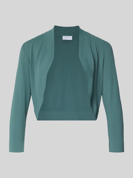Produktfoto, groene 'Bolero met geribde boorden' van Jake*s Cocktail, viscosemix, losse pasvorm, 3/4-mouwen, damemode