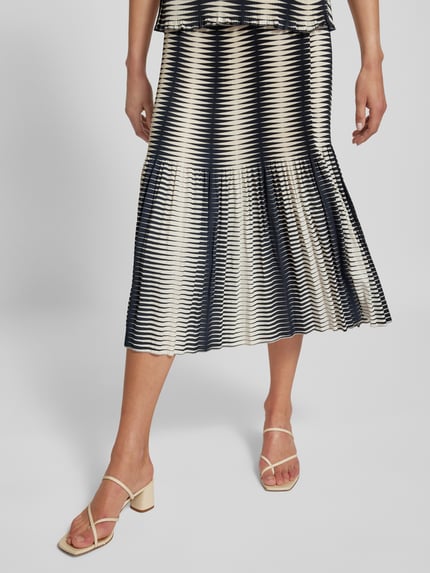 someday. Midirok met plissévouwen, model 'Onora' Marineblauw - 3