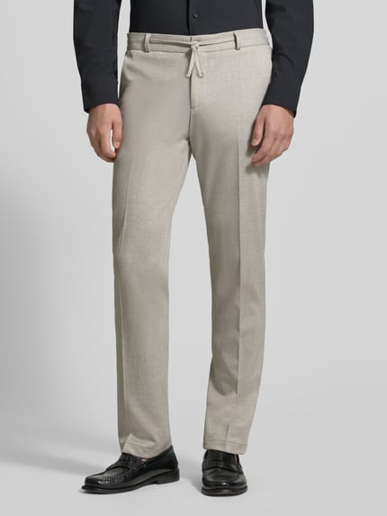 Zuitable straight fit stoffen broek met bandplooien model 'Sparta' Zand - 4