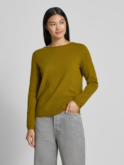 Marc O'Polo Regular fit gebreide pullover met scheerwol Olijfgroen - 4